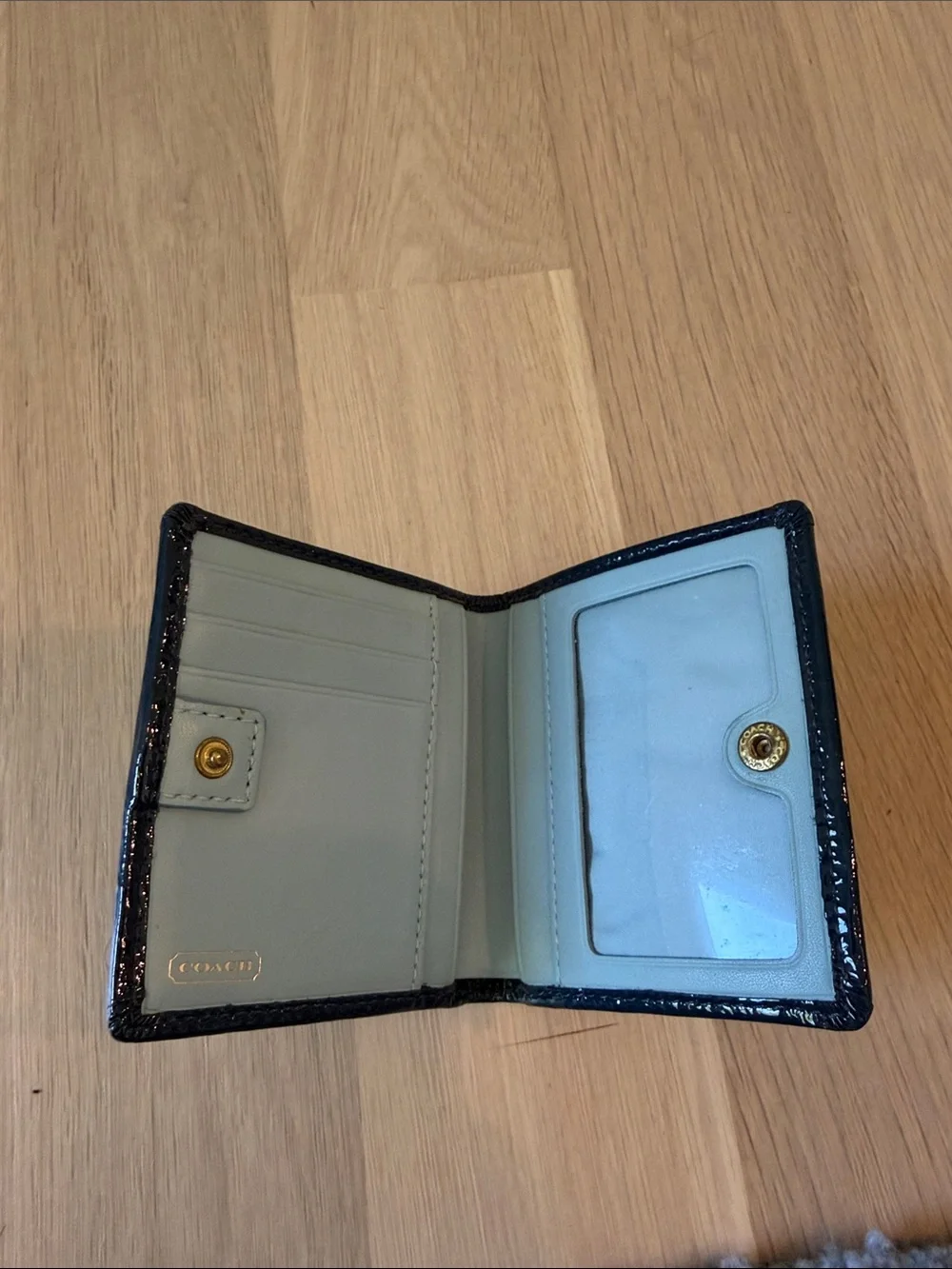 Coach Patent Leather Wallet - Navy